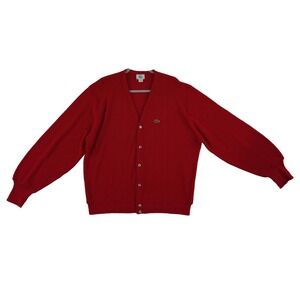 Izod Lacoste Red Cardigan Sweater Men's Size XL Vintage Orlon Button Front USA